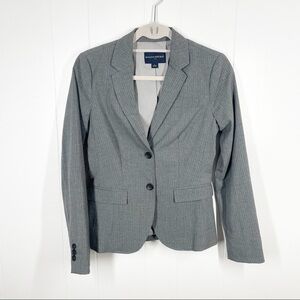 Banana Republic Factory Light Academia Gray Pinstripe Two Button Blazer 2